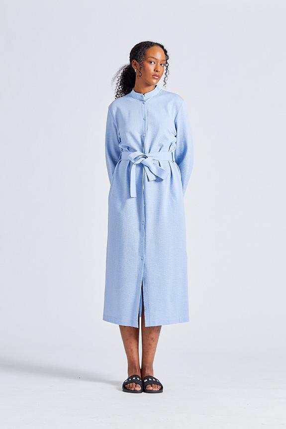 Harris Wharf London Women Long Belted Shirt Dress Light Blue-2